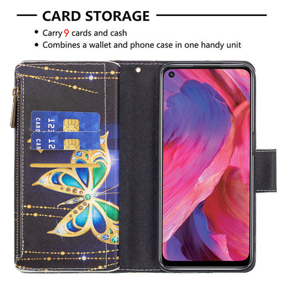 Shock-Absorbed Zippered Wallet Design BF03 Pattern Printing Full Protection Leather Stand Phone Cover for Oppo A74 5G/A93 5G/A54 5G