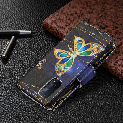 Shock-Absorbed Zippered Wallet Design BF03 Pattern Printing Full Protection Leather Stand Phone Cover for Oppo A74 5G/A93 5G/A54 5G