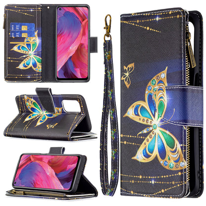 Shock-Absorbed Zippered Wallet Design BF03 Pattern Printing Full Protection Leather Stand Phone Cover for Oppo A74 5G/A93 5G/A54 5G