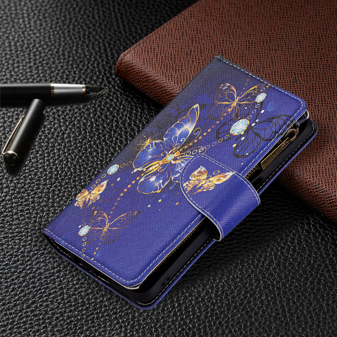 Shock-Absorbed Zippered Wallet Design BF03 Pattern Printing Full Protection Leather Stand Phone Cover for Oppo A74 5G/A93 5G/A54 5G