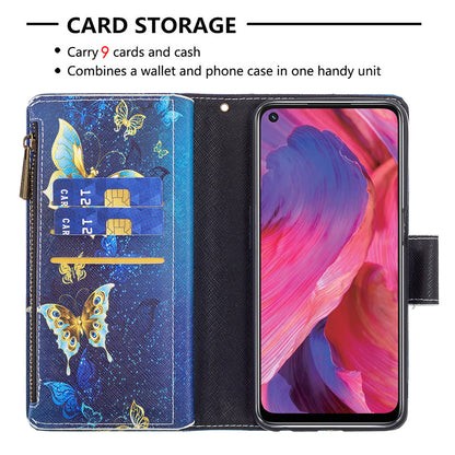 Shock-Absorbed Zippered Wallet Design BF03 Pattern Printing Full Protection Leather Stand Phone Cover for Oppo A74 5G/A93 5G/A54 5G