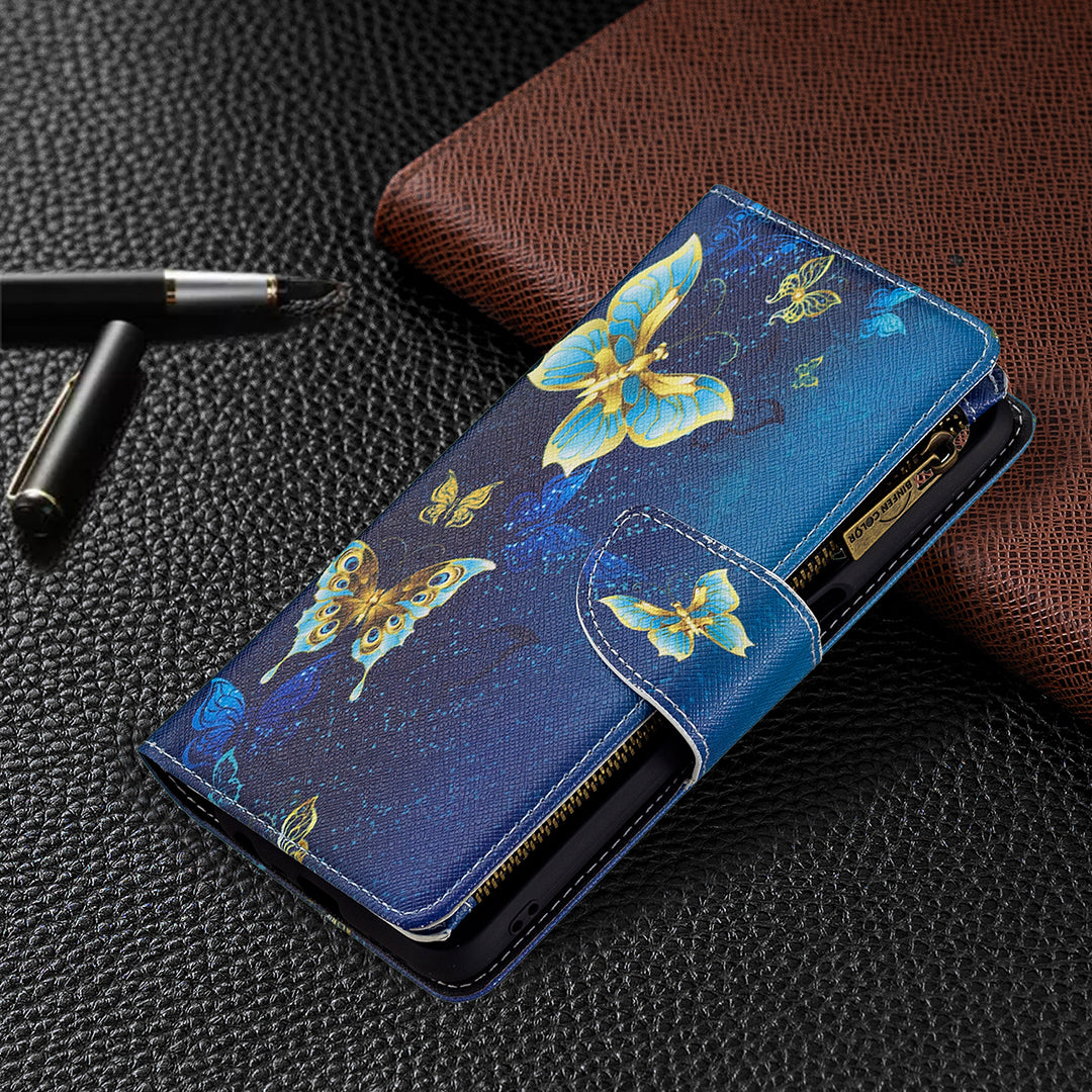 Shock-Absorbed Zippered Wallet Design BF03 Pattern Printing Full Protection Leather Stand Phone Cover for Oppo A74 5G/A93 5G/A54 5G