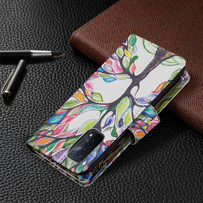 Shock-Absorbed Zippered Wallet Design BF03 Pattern Printing Full Protection Leather Stand Phone Cover for Oppo A74 5G/A93 5G/A54 5G