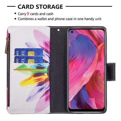 Shock-Absorbed Zippered Wallet Design BF03 Pattern Printing Full Protection Leather Stand Phone Cover for Oppo A74 5G/A93 5G/A54 5G