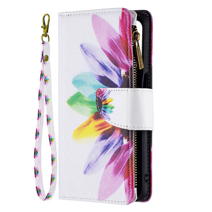 Shock-Absorbed Zippered Wallet Design BF03 Pattern Printing Full Protection Leather Stand Phone Cover for Oppo A74 5G/A93 5G/A54 5G