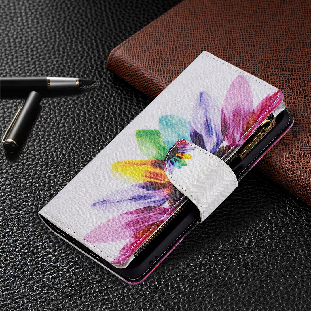 Shock-Absorbed Zippered Wallet Design BF03 Pattern Printing Full Protection Leather Stand Phone Cover for Oppo A74 5G/A93 5G/A54 5G