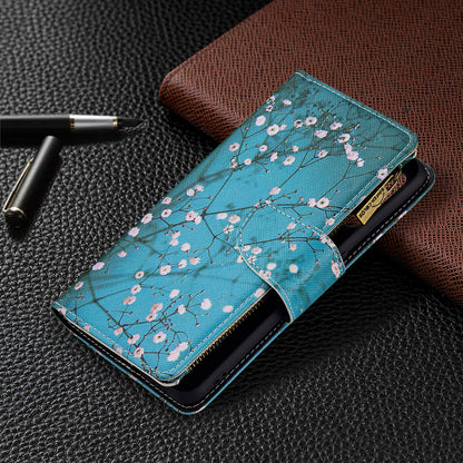 BF03 Zippered Wallet Design Pattern Printing Leather Stand Phone Cover with Wrist Strap for Oppo A74 4G/F19 4G