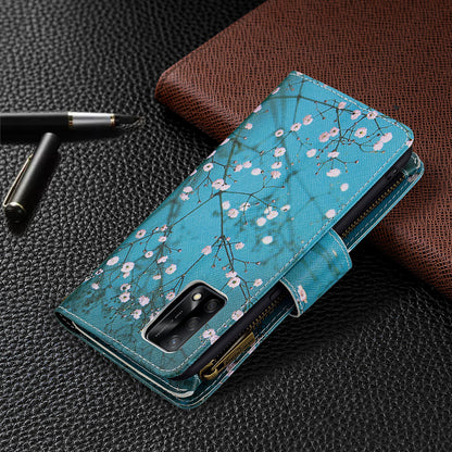 BF03 Zippered Wallet Design Pattern Printing Leather Stand Phone Cover with Wrist Strap for Oppo A74 4G/F19 4G