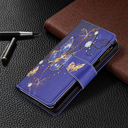 BF03 Zippered Wallet Design Pattern Printing Leather Stand Phone Cover with Wrist Strap for Oppo A74 4G/F19 4G