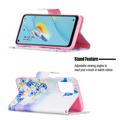 Wallet Design Drop-Resistant Pattern Printing Magnetic Leather Case with Adjustable Stand for Oppo A54 4G/A55 5G