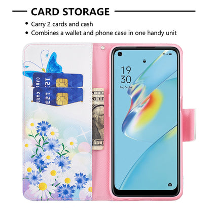 Wallet Design Drop-Resistant Pattern Printing Magnetic Leather Case with Adjustable Stand for Oppo A54 4G/A55 5G