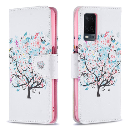 Wallet Design Drop-Resistant Pattern Printing Magnetic Leather Case with Adjustable Stand for Oppo A54 4G/A55 5G