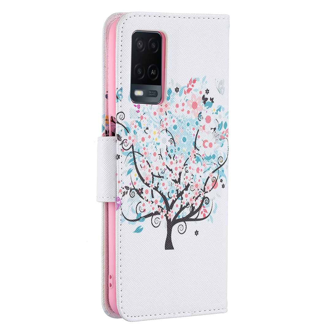 Wallet Design Drop-Resistant Pattern Printing Magnetic Leather Case with Adjustable Stand for Oppo A54 4G/A55 5G