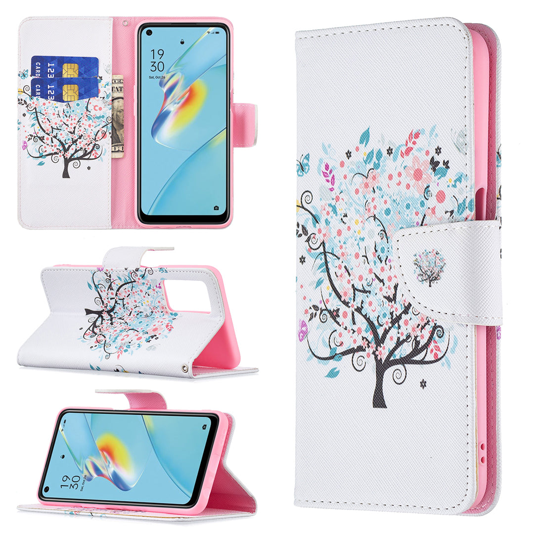 Wallet Design Drop-Resistant Pattern Printing Magnetic Leather Case with Adjustable Stand for Oppo A54 4G/A55 5G