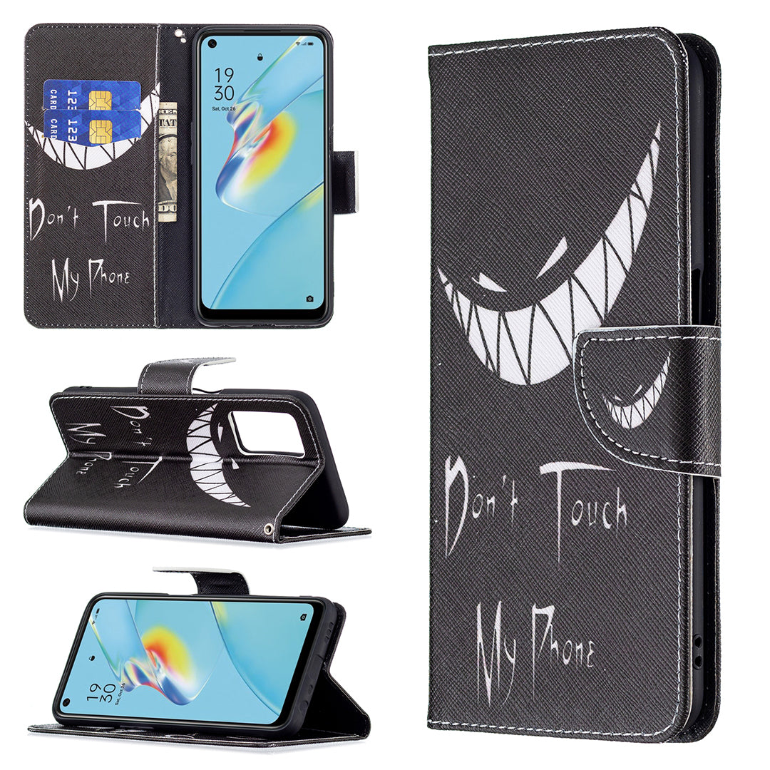 Wallet Design Drop-Resistant Pattern Printing Magnetic Leather Case with Adjustable Stand for Oppo A54 4G/A55 5G