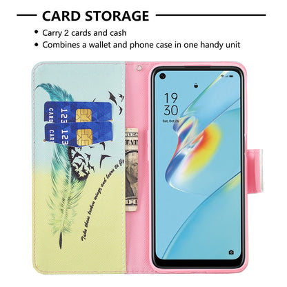 Wallet Design Drop-Resistant Pattern Printing Magnetic Leather Case with Adjustable Stand for Oppo A54 4G/A55 5G