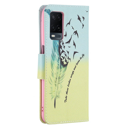 Wallet Design Drop-Resistant Pattern Printing Magnetic Leather Case with Adjustable Stand for Oppo A54 4G/A55 5G