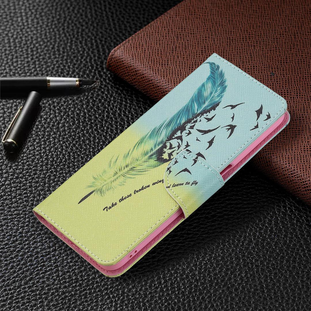 Wallet Design Drop-Resistant Pattern Printing Magnetic Leather Case with Adjustable Stand for Oppo A54 4G/A55 5G