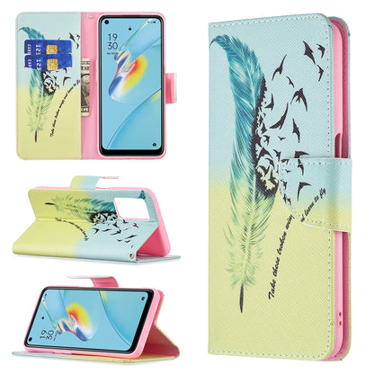 Wallet Design Drop-Resistant Pattern Printing Magnetic Leather Case with Adjustable Stand for Oppo A54 4G/A55 5G