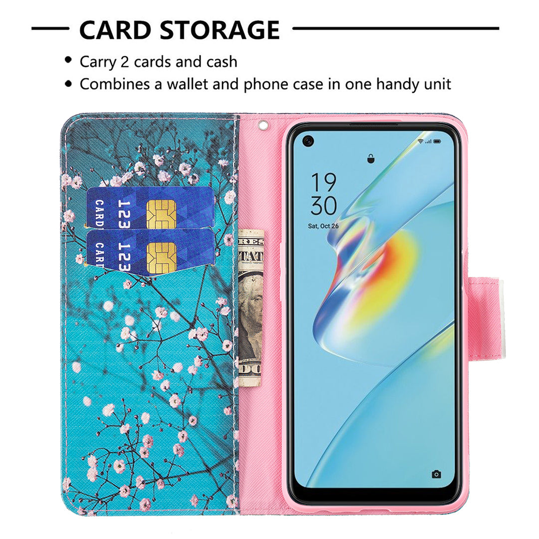 Wallet Design Drop-Resistant Pattern Printing Magnetic Leather Case with Adjustable Stand for Oppo A54 4G/A55 5G