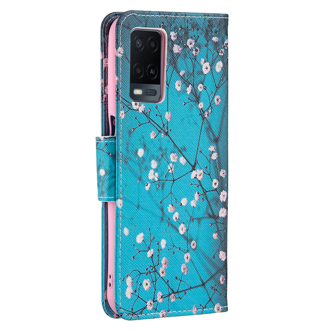 Wallet Design Drop-Resistant Pattern Printing Magnetic Leather Case with Adjustable Stand for Oppo A54 4G/A55 5G