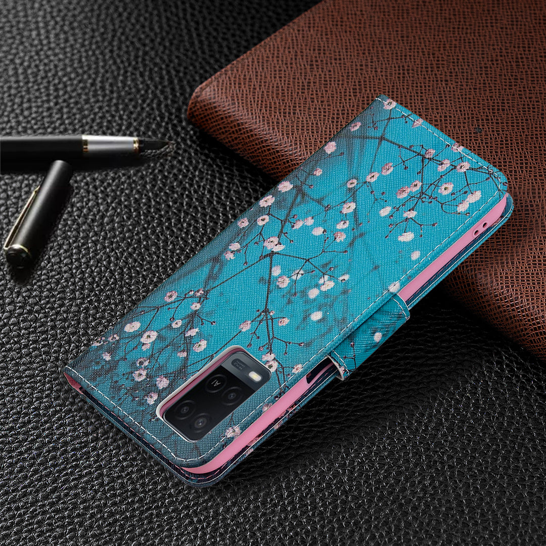 Wallet Design Drop-Resistant Pattern Printing Magnetic Leather Case with Adjustable Stand for Oppo A54 4G/A55 5G