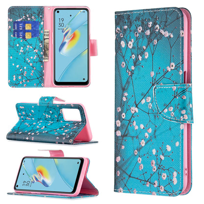 Wallet Design Drop-Resistant Pattern Printing Magnetic Leather Case with Adjustable Stand for Oppo A54 4G/A55 5G