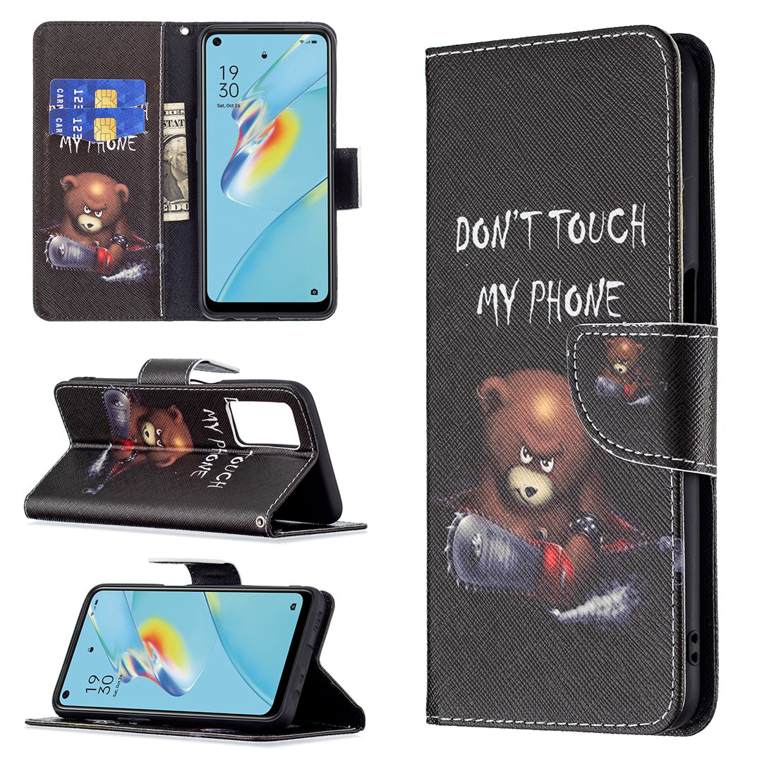 Wallet Design Drop-Resistant Pattern Printing Magnetic Leather Case with Adjustable Stand for Oppo A54 4G/A55 5G