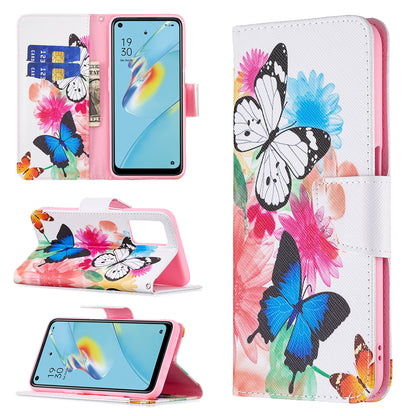 Wallet Design Drop-Resistant Pattern Printing Magnetic Leather Case with Adjustable Stand for Oppo A54 4G/A55 5G