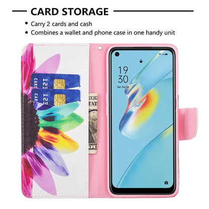 Wallet Design Drop-Resistant Pattern Printing Magnetic Leather Case with Adjustable Stand for Oppo A54 4G/A55 5G