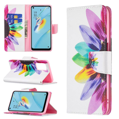 Wallet Design Drop-Resistant Pattern Printing Magnetic Leather Case with Adjustable Stand for Oppo A54 4G/A55 5G