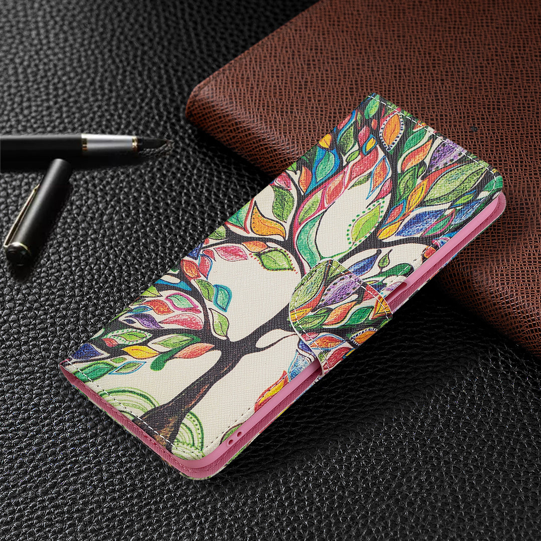 Wallet Design Drop-Resistant Pattern Printing Magnetic Leather Case with Adjustable Stand for Oppo A54 4G/A55 5G