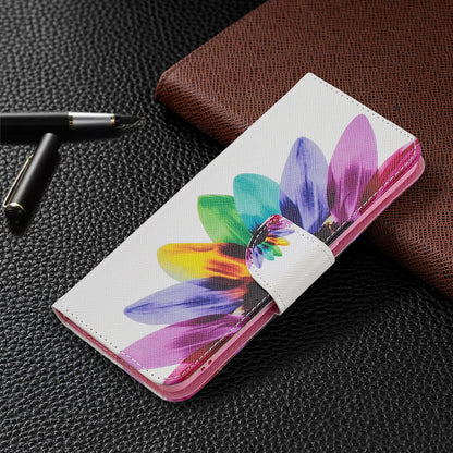 Pattern Printing Textured Leather Wallet Stand Case with Magnetic Clasp Closure for Oppo A74 4G/F19 4G