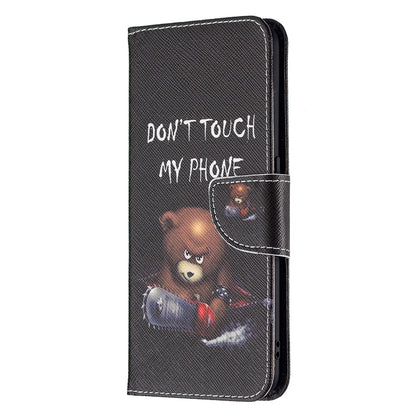 Pattern Printing Textured Leather Wallet Stand Case with Magnetic Clasp Closure for Oppo A74 4G/F19 4G