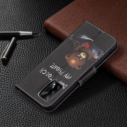 Pattern Printing Textured Leather Wallet Stand Case with Magnetic Clasp Closure for Oppo A74 4G/F19 4G