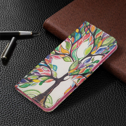 Pattern Printing Textured Leather Wallet Stand Case with Magnetic Clasp Closure for Oppo A74 4G/F19 4G