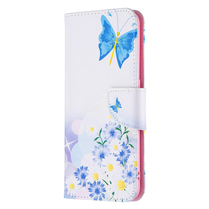 Pattern Printing Textured Leather Wallet Stand Case with Magnetic Clasp Closure for Oppo A74 4G/F19 4G