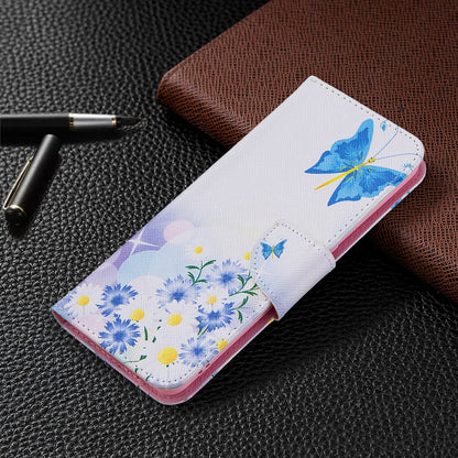 Pattern Printing Textured Leather Wallet Stand Case with Magnetic Clasp Closure for Oppo A74 4G/F19 4G