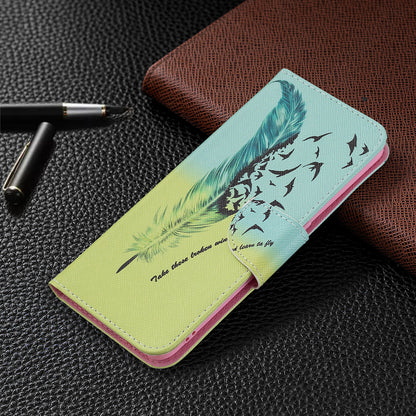 Pattern Printing Textured Leather Wallet Stand Case with Magnetic Clasp Closure for Oppo A74 4G/F19 4G