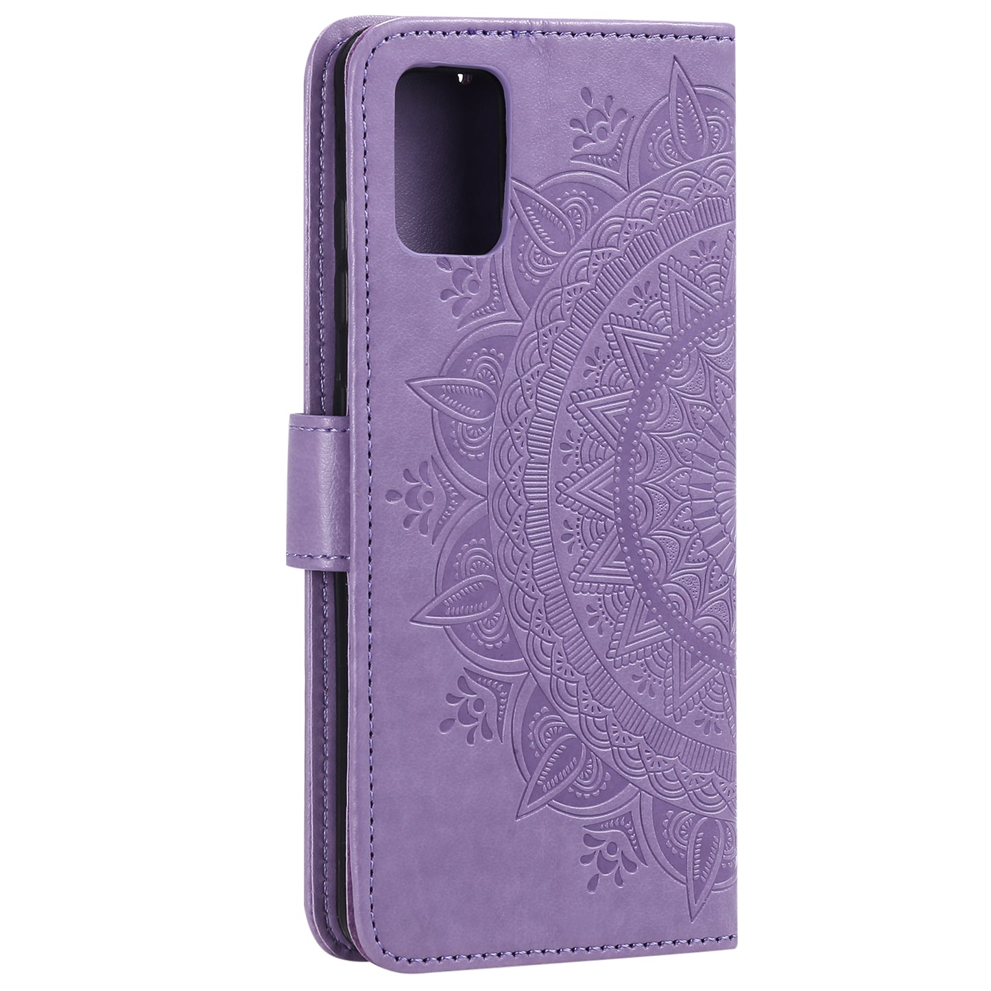 PU Leather Imprinted Mandala Pattern Wallet Stand Case with Strap for Oppo Reno6 Pro 5G (MediaTek)