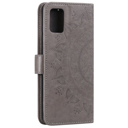 PU Leather Imprinted Mandala Pattern Wallet Stand Case with Strap for Oppo Reno6 Pro 5G (MediaTek)