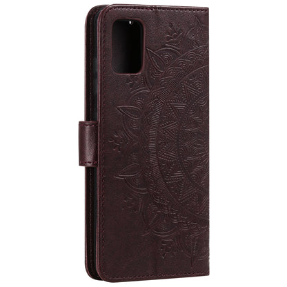 PU Leather Imprinted Mandala Pattern Wallet Stand Case with Strap for Oppo Reno6 Pro 5G (MediaTek)