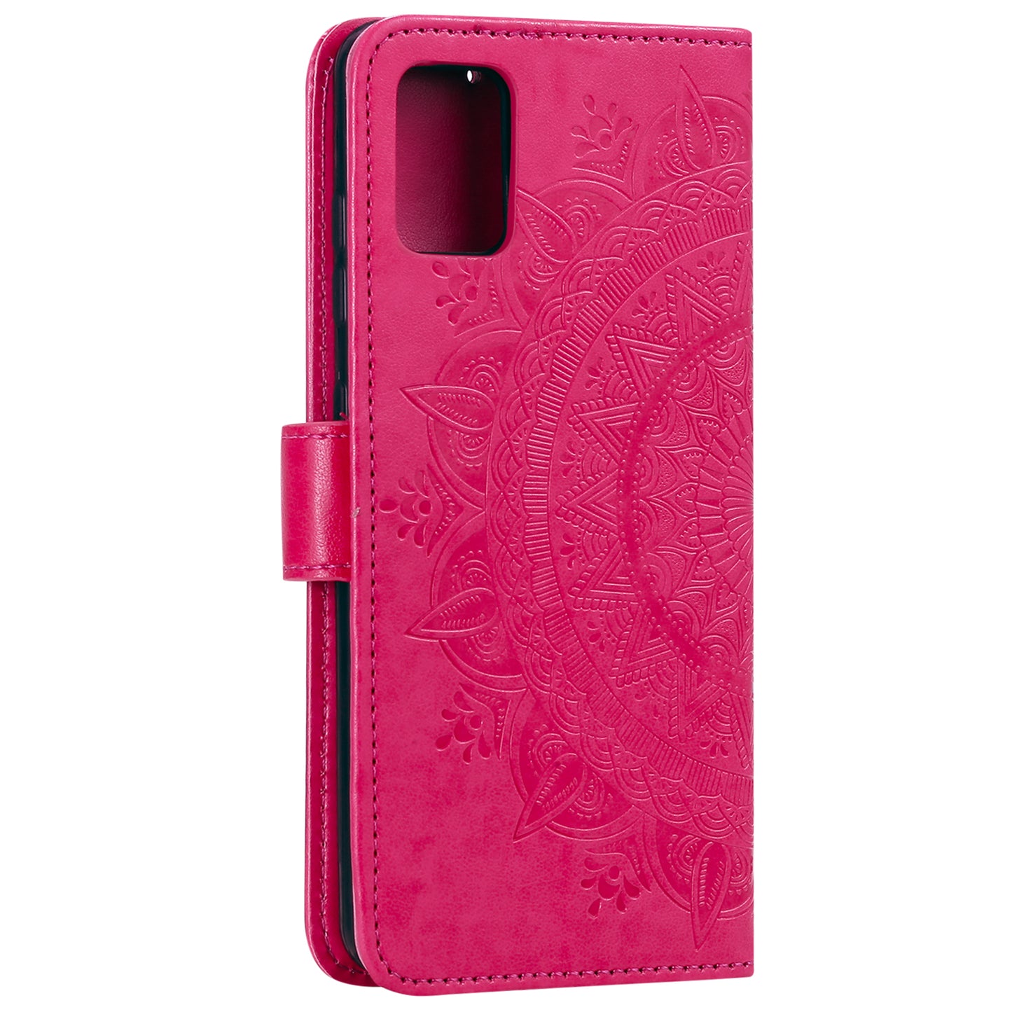 PU Leather Imprinted Mandala Pattern Wallet Stand Case with Strap for Oppo Reno6 Pro 5G (MediaTek)