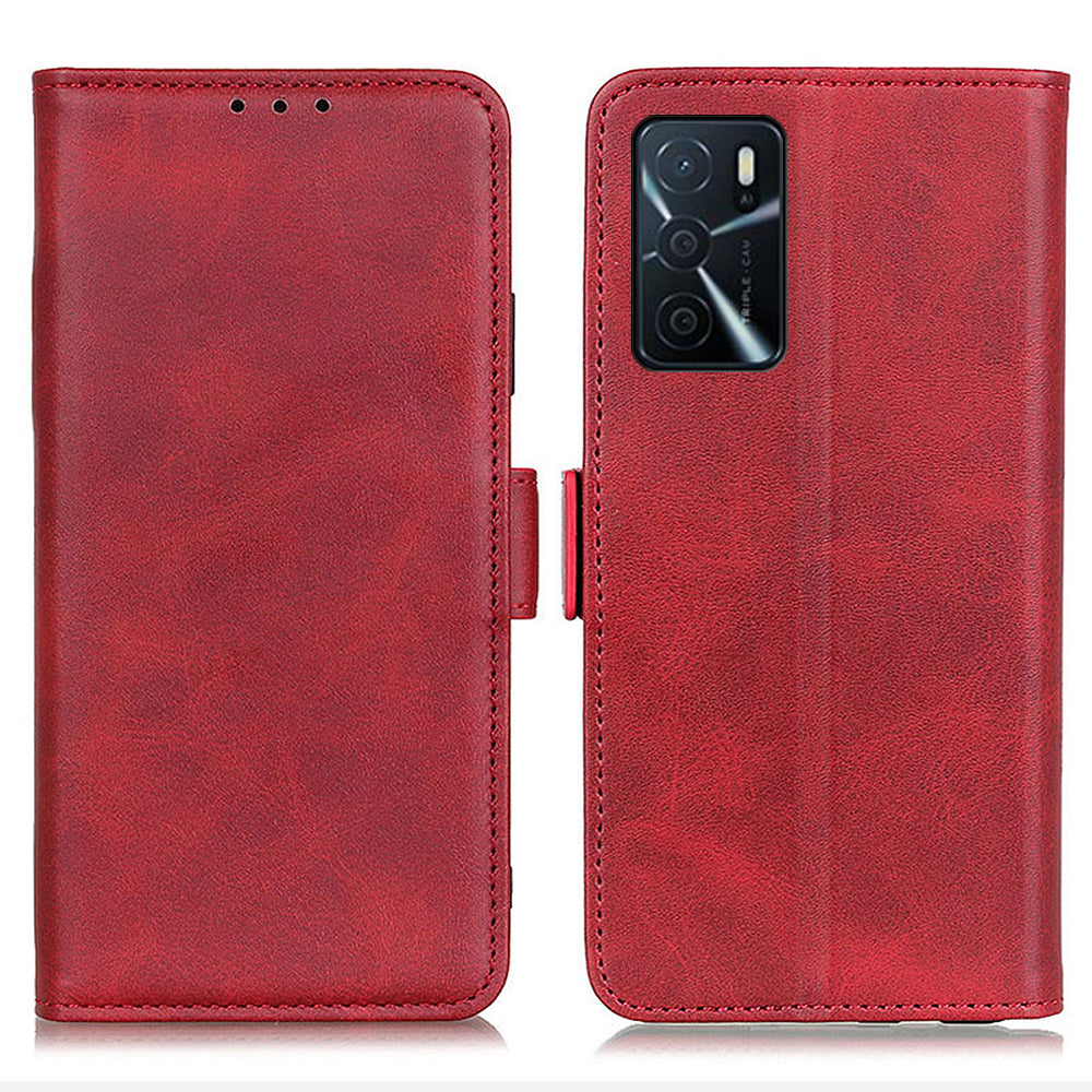 Sided Magnetic Clasp Design Drop-Proof Leather Case Wallet Stand Cover for Oppo A16/A16s/A54s