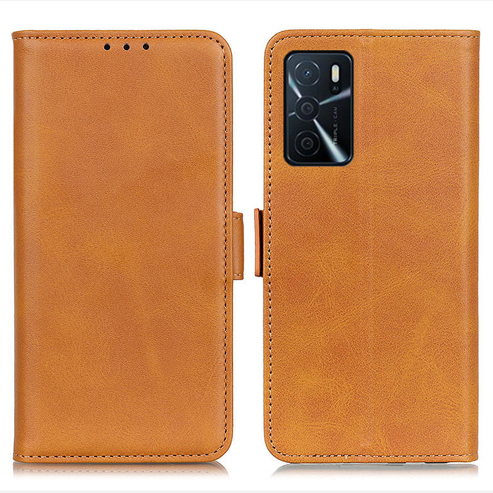 Sided Magnetic Clasp Design Drop-Proof Leather Case Wallet Stand Cover for Oppo A16/A16s/A54s