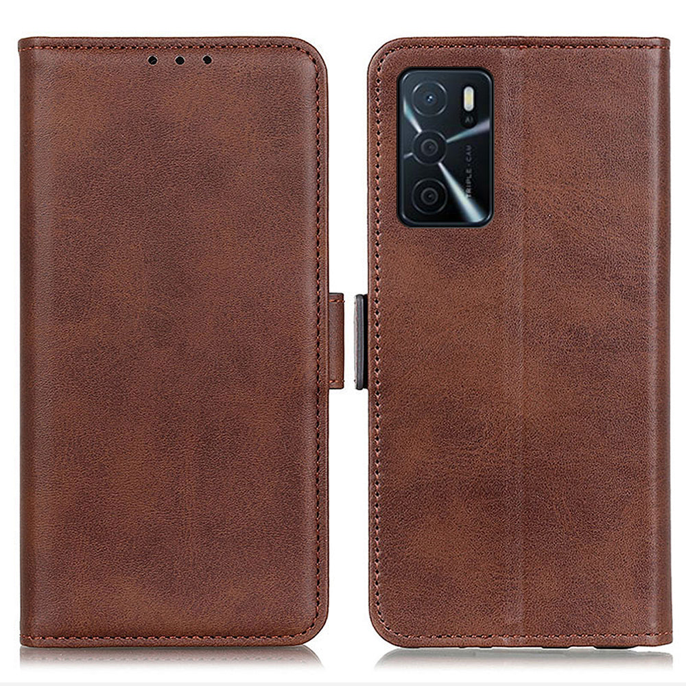 Sided Magnetic Clasp Design Drop-Proof Leather Case Wallet Stand Cover for Oppo A16/A16s/A54s