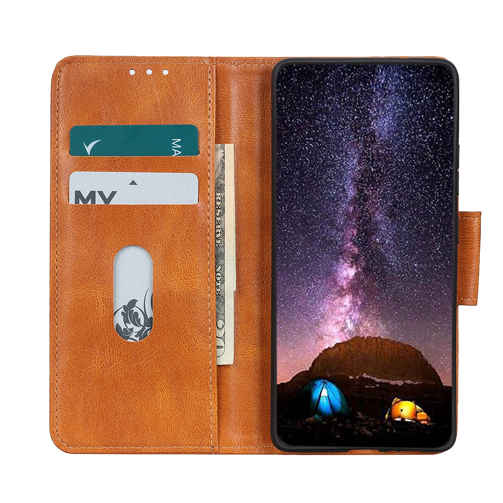 Crazy Horse PU Leather Wallet Protective Case Shell with Stand for Oppo A16/A16s/A54s