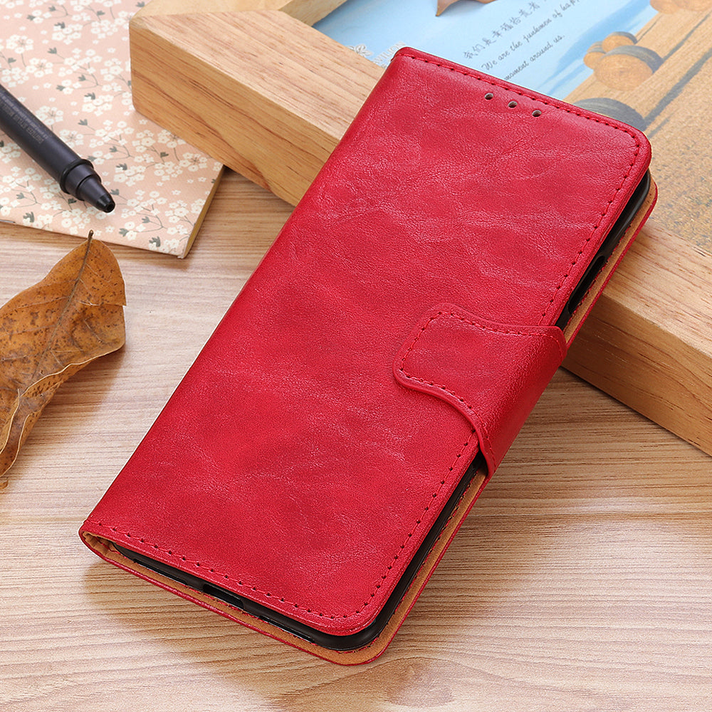 Split Leather Case Crazy Horse Style Phone Shell with Wallet and Stand for Oppo A16/A16s/A54s