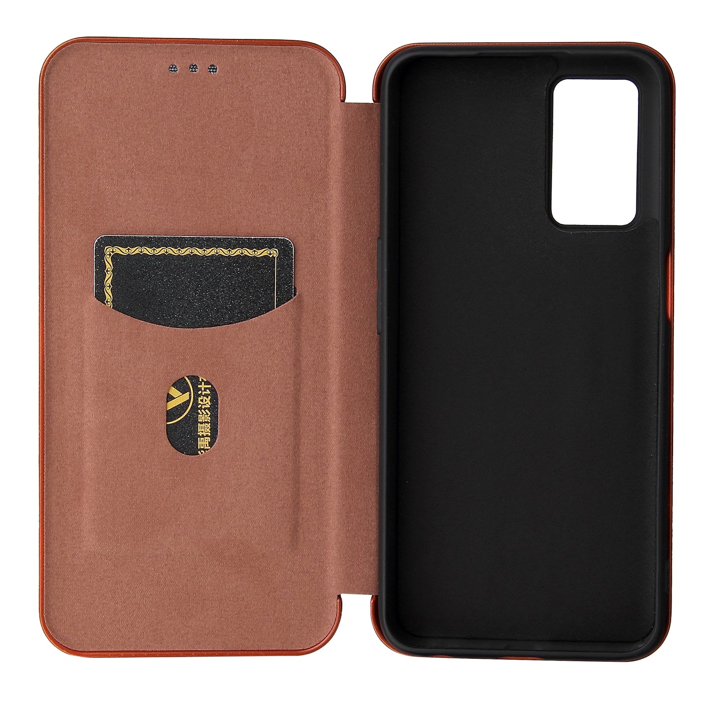 Magnetic Carbon Fiber Texture Design PU Leather Case with Card Slots and Ring Strap for Oppo A16/A16s/A54s