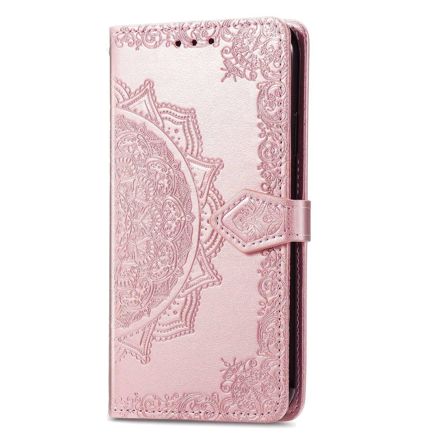 PU Leather Wallet Stand Phone Case with Embossed Mandala Flower for Oppo A16/A16s/A54s